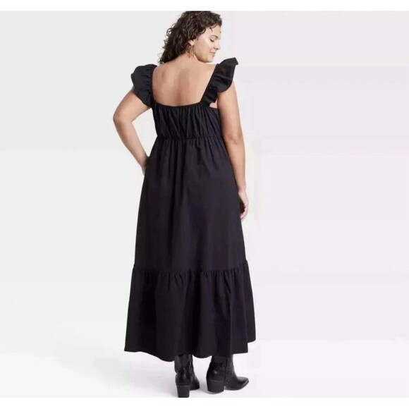 Universal Thread Sundress Boho Y2K Tier A-line Maxi Dress Size XXL Black New - Picture 2 of 5